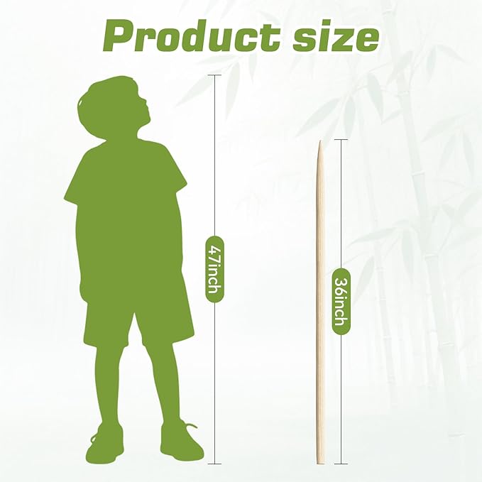 100PCS 36 inch Bamboo Skewers for Marshmallows,S'Mores,Fire Pit,BBQ,Kabob,Grilling, Camping.More Size Choices 6"/8"/10"/12"/36"