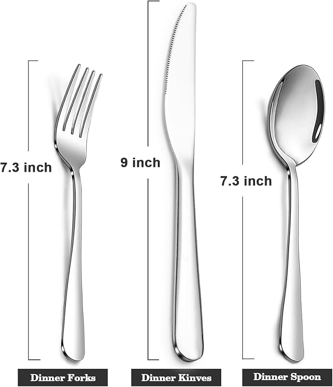 SANTUO Stainless Steel 12PCS Dinner Set combo with 4 Dinner Knives, 4 Dinner Forks, 4 Dinner Spoons，Silverware Set for Home, Kitchen and Restaurant, Mirror Polished& Dishwasher Safe