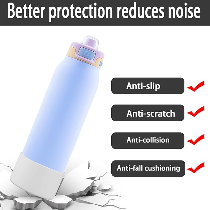 2 PCS Silicone Bottom for Ello Pop 32 OZ Water Bottle, Water Boot for Ello Pop,Avoid Scratches and Noise(white color 32oz)