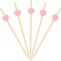 500 Pieces Pink Heart Toothpicks 4.7 Inch Fancy Bamboo Cocktail Picks for Frozen Appetizers Long Fruit Charcuterie Drink Sticks Wedding Party Valentines Day Decoration Party Supplies