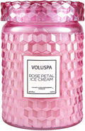 Voluspa Rose Petal Ice Cream, Large Candle Jar, 18 Ounce, 100 Hour Burn Time, Coconut Wax for Clean Burning, Handcrafted in The USA