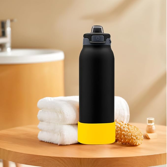 2 PCS Silicone Bottom for Ello Pop 32 OZ Water Bottle, Water Boot for Ello Pop,Avoid Scratches and Noise (Yellow, 320z)