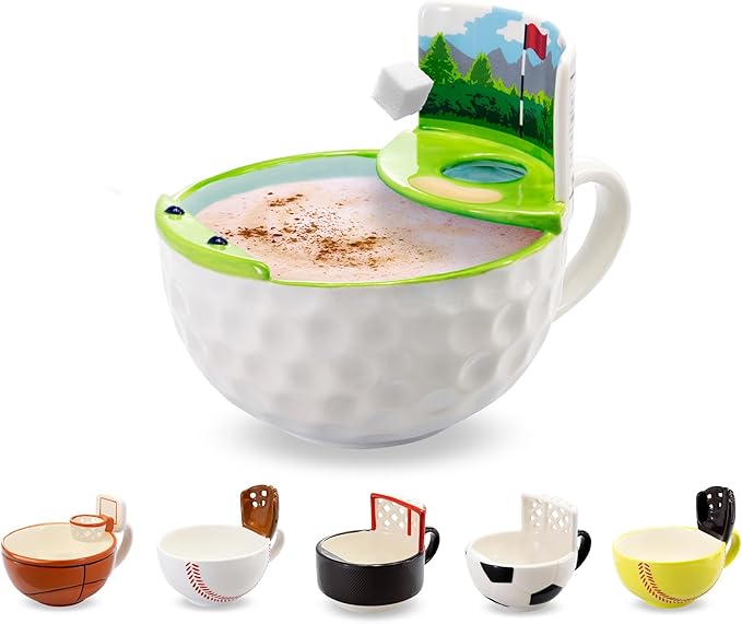 MAX'IS Creations The Golf Mug With A Green, Funny Golf Gifts for Men Women Unique Christmas Gifts for Men Golfers Gift for Dad, Novelty Ceramic Coffee Mug, 16oz