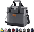 iknoe Large Cooler Bag Collapsible 24 Can Insulated Bags Leakproof Lunch Cooler Tote with Multi-Pockets for Adult Insulated Thermal Bag for Beach, Picnic, Office Work, Grey
