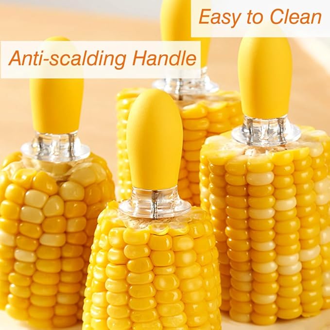 16Pcs/8 Pairs Yellow Corn Holders,PEOUWNES Stainless Steel Corn Cob Holders Corn on The Cob Skewers, Corn on The Grill, Interlocking Design Corn Skewers Forks for Home Cooking BBQ Parties Camping