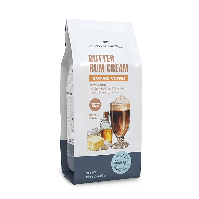 Paramount Roasters, Butter Rum Cream Flavored Ground Coffee, 1-12oz medium roast (Paramount Coffee Company)