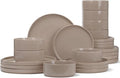 Famiware Nebula Plates and Bowls Set, 24 Pieces Dinnerware Sets, Dishes Set for 8, Cinnamon Brown