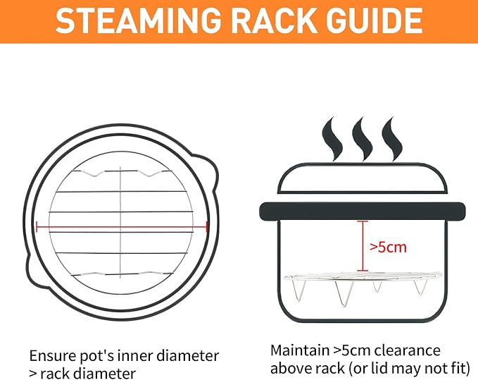 TamBee 2Pcs Cooking Rack Round 304 Stainless Steel Cooling Racks Baking and Cooling Steamer Rack w Stand Cookware for Air Fryer Pressure Cooker Canning (7&8 Inch)