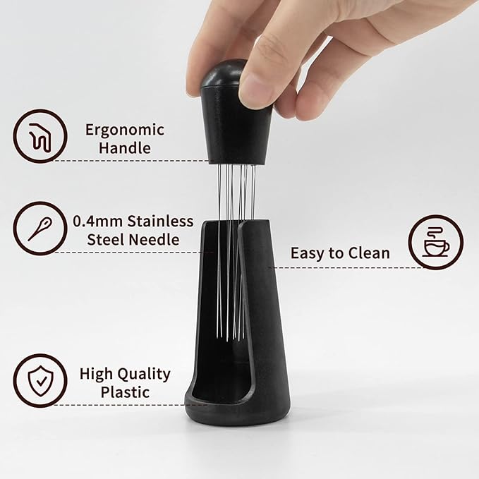 Wdt Tool, Espresso Coffee Stirrer 12 Needles 0.4mm Espresso Distribution Tools with Stand, Espresso Coffee Distributor