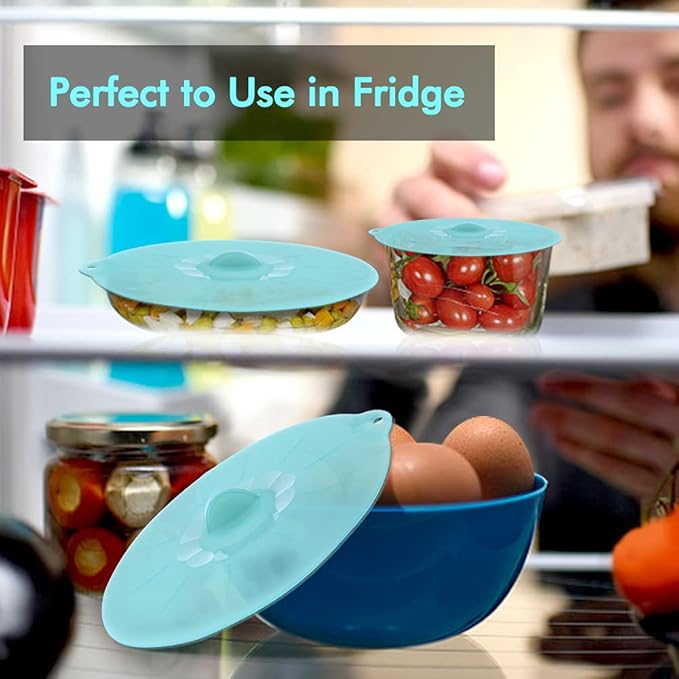 Silicone Lids for Food Storage - Silicone Bowl Covers Pot Lids BPA Free Suction Lids Silicone Microwave Cover Pot Covers for Cups Bowls Pots Pans Oven Fridge