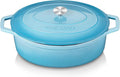 vancasso Enameled Cast Iron Dutch Oven, 9.3 Quart Dutch Oven Pot with Lid, Oval Dutch Oven Cast Iron Pot with Non Stick Coating for Bread Baking, Light Blue