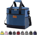 Iknoe Large Cooler Bag Collapsible 24 Can Insulated Bags Leakproof Lunch Cooler Tote with Multi-Pockets for Adult Insulated Thermal Bag for Beach, Picnic, Office Work(Blue)