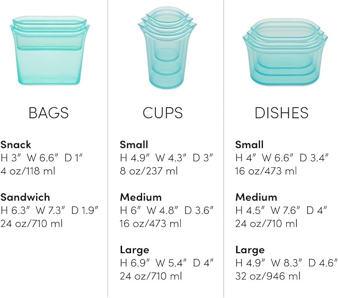 Zip Top Reusable Food Storage Bags | Full Set of 8 [Lavender] | Silicone Meal Prep Container | Microwave, Dishwasher and Freezer Safe | Made in the USA