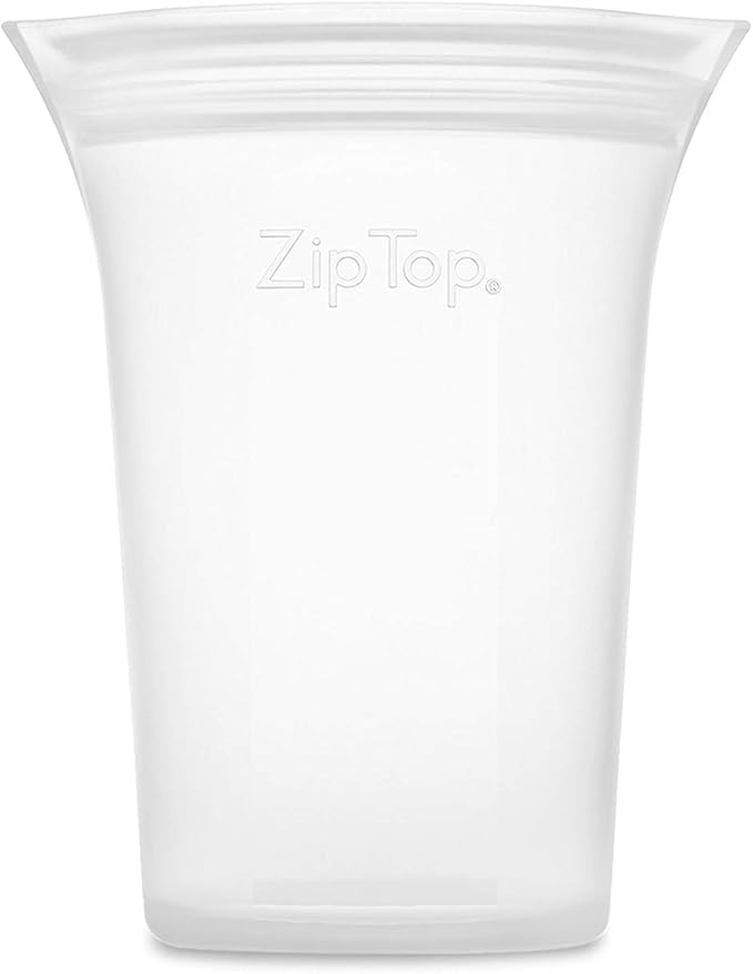 Zip Top Reusable Food Storage Bags | Small Cup [Frost] | Silicone Meal Prep Container | Microwave, Dishwasher and Freezer Safe | Made in the USA