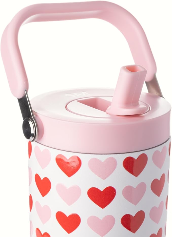 Simple Modern Valentine's Day Trek Pivot | 30oz Flip Straw Tumbler with Handle | Gifts for Her | Water Bottle & Boot | Interchangeable Straw & Chug Lids | Stainless Steel Jug | Hearts on White