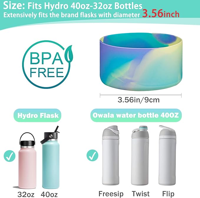 WK IEASON Protective Silicone Base Cover Boot for Hydro Flask Wide Mouth, Anti-Slip Silicone Sleeve Bottom Bumper As Hydro Flask Water Bottle Accessories-3.56inch Bottom Diameter