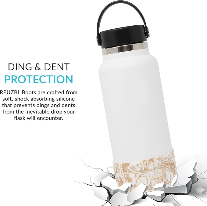 REUZBL Protective Silicone Bottle Boot for Owala FreeSip 40 oz, Hydro Flask 32-40 oz, Iron Flask, Takeya, Thermoflask, and Similar Wide Mouth Water Bottles, Protective Bottle Accessory