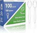 100-Pack Clear Plastic Spoons Disposable BPA-Free Heat Resistant Utensils for Catering & Events -Spoons Heavy Duty Bulk,plastic disposable for Party Supplies