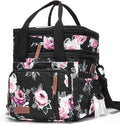 MOV COMPRA Lunch Bag Women Flower Insulated Lunch Box for Work, Expandable Large Lunch Bag, Leakproof Double Deck Lunch Box Cooler Bag with Removable Shoulder Strap（Flower）