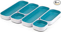 Three by Three Seattle 6 Piece Metal Stacking Bins + Drawer Organizers Set: Elevate Your Desk Organization with Playful Stackable Metal Organizers: Fun, Functional, and Stylish (Sky Blue)