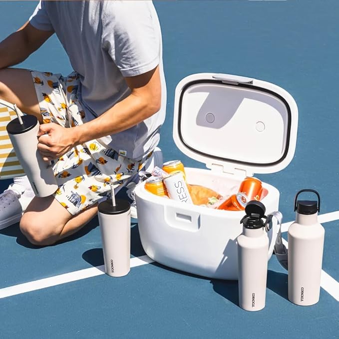 Corkcicle Classic Sport Canteen - Insulated Stainless Steel Water Bottle - Compact & Travel-Friendly - Durable - Dishwasher Safe - BPA Free - Wide Mouth - Non-Slip Silicone Base - 20 oz - Latte