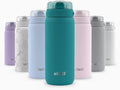 Ello Cooper 18oz Kids Stainless Steel Water Bottle with Straw and Carry Handle, Double Walled and Vacuum Insulated Metal, Leak Proof Locking Lid with Soft Silicone Spout, Reusable, BPA Free, Antigua