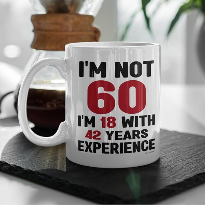 Vivulla68 60th Birthday Coffee Mug - Fabulous 1965 Gifts for Women and Men, Funny Gag Present for Mom, Sister, Sixty Year Old Party Cup, Drinking Mugs for Lady Turning 60 Year of Fabulous