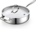 Cooks Standard 4-Quart Stainless Steel Sauté Pan with Lid, 10.5-inch Deep Frying Pan Induction Cookware, Oven Safe Large Skillet Jumbo Cooker with Stay-Cool Helper Handle