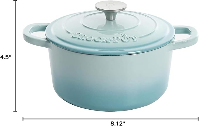 Crock-Pot Artisan Round Enameled Cast Iron Dutch Oven, 3-Quart, Aqua