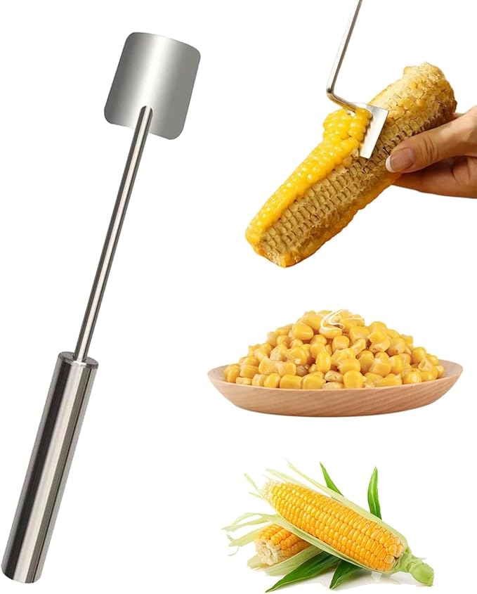 Corn Cob Stripper，2025 NEW Long Handle Stainless Steel Corn Stripping Tool，Corn on the Cob Remover, Fast and Safe, Suitable for Home Kitchens, Restaurant Chefs, Outdoor Dining Enthusiasts