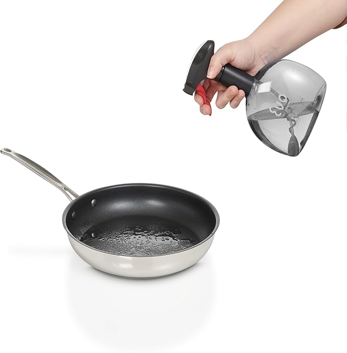 Evo Original Oil Sprayer, Non-Aerosol for Olive Oil, Cooking Oils, and Vinegars, Charcoal, 24-Ounce Capacity