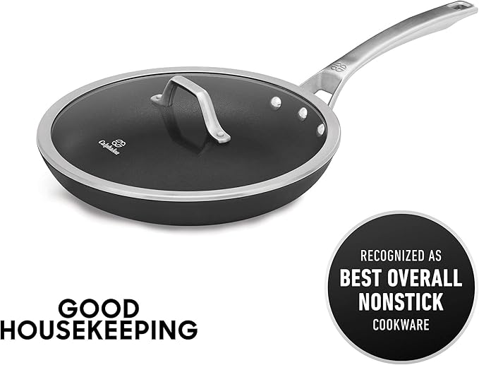 Calphalon Nonstick Frying Pan with Lid and Stay-Cool Handles, Dishwasher and Metal Utensil Safe, PFOA-Free, 12-Inch, Black