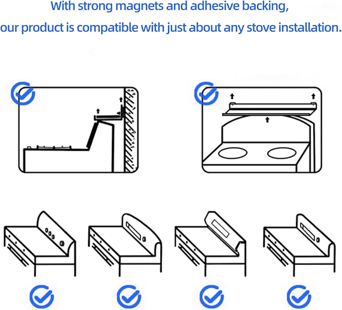 4X Strong Magnetic Shelf for Stove Top, Adjustable 15-30 Inches, Fits Various Stove Lengths, Kitchen Organizer, Holds Spices, Condiments and BBQ Sauces (Matte Black)