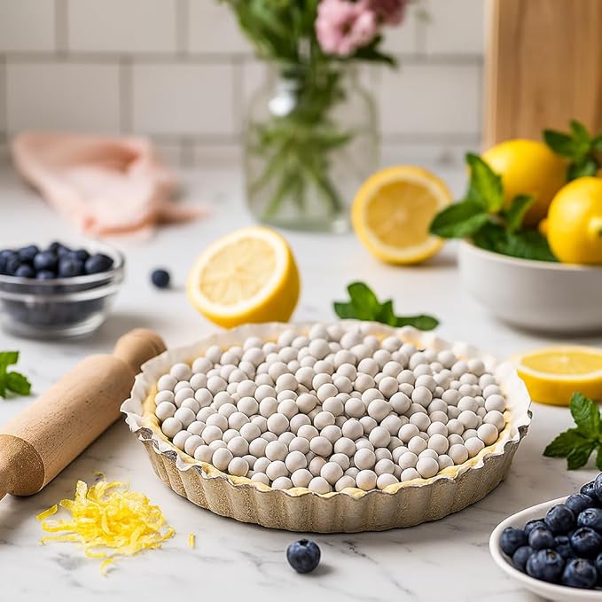 Mrs. Anderson's Baking Pie Weights | Natural Ceramic Stoneware Beads for Blind Baking | Heat-Safe, Food-Safe, Easy to Use | Prevents Shrinking, Puffing, Bubbling | Individual Weighted Balls