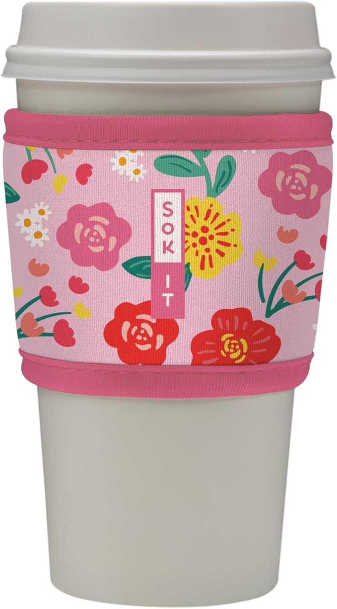 Sok It HotSok Coffee & Tea Reusable Insulated Neoprene Cup Sleeve (Bloom Your Way)