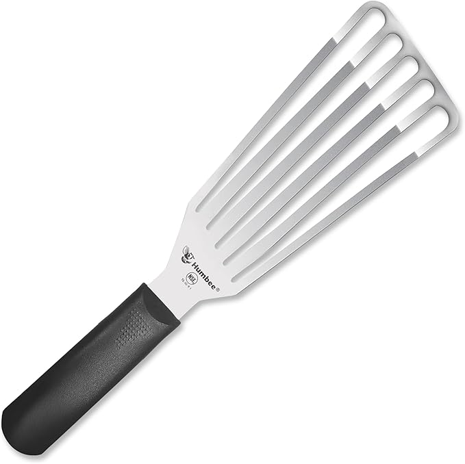 9 Inches Fish Turner, Slotted Fish Spatula Dishwasher Safe NSF (Left Hand), Shovel Black