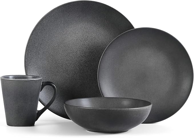 Stone Lain Grao Stoneware 32-Piece Dinnerware Set, Grey