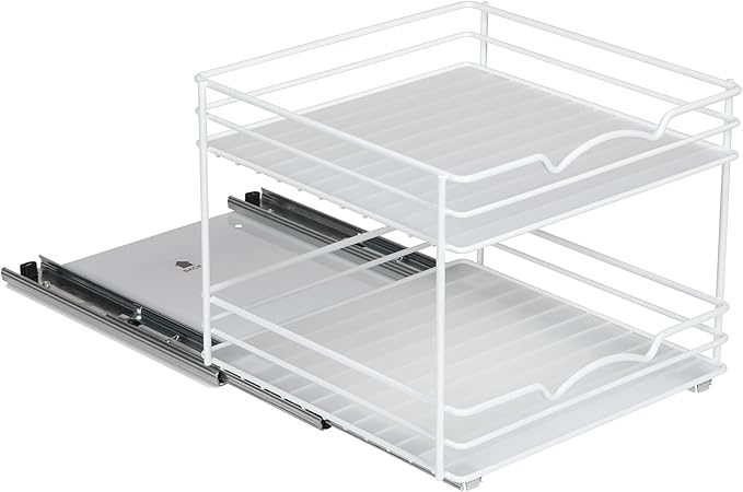 HOLDN’ STORAGE White Spice Rack Organizer for Cabinet, Heavy Duty, Pull Out Spice Rack, Lifetime Limited Warranty, Spice Organization 10.5" W x 10.4" D x 8.8" H - Spice Racks for Inside Cabinets.