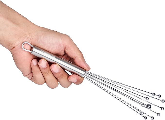 Restaurantware-German Standard 10.6 Inch Ball Whisks, 6 Dishwashable Kitchen Whisks - Ergonomic Handle, Durable, Stainless Steel Manual Egg Beater, Suitable For Whisking, Stirring, Mixing, Beating