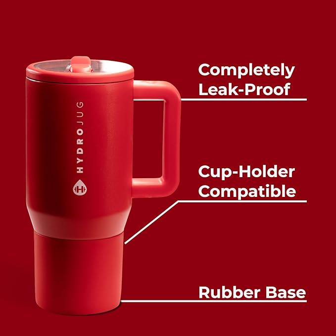 HydroJug Kids - 20 oz Insulated Kids Water Bottle with Flip Straw & Handle | Leak-Proof & Durable | Perfect for School, Sports, Lunch, Travel & Camp, Alumni Red