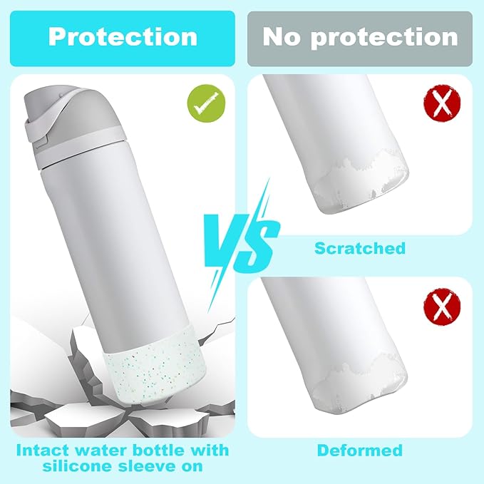 2 PCS Glitter Silicone Boot for Owala Water Bottle, Anti-Slip Protective Sleeve for FreeSip/Twist/Flip Stainless Steel Water Bottles Accessories