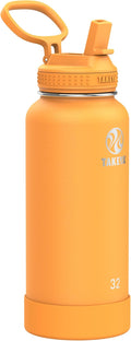 Takeya Actives 32 oz Water Bottle with Straw Lid - Double Wall Stainless Steel Insulation - Dishwasher Safe & BPA-Free - Removable Bumper - Honeycomb