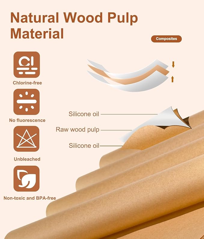 300 Pcs Unbleached Parchment Paper Sheets, 12x16 Inch Precut Baking Paper for Baking Sheet, Non-Stick Parchment Paper for Baking, Oven, Air Fryer, Grilling, Steaming, Cookies, Bread, Cake