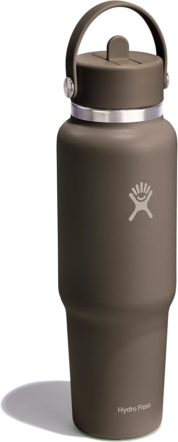 Hydro Flask Travel Water Bottle - Insulated Stainless Steel - Wide Straw Lid, Non Spill, Leakproof in 40 Oz Sandpiper