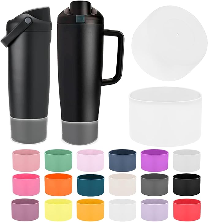 Mity rain 2PCS Protective Silicone Boots for Owala 30oz & 40oz FreeSip Sway Bottles & Tumblers - Accessories for owala, Enhances Stability & Prevents Scratches (Clear)