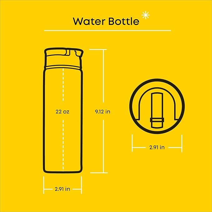 JoyJolt Disney Retro Vintage Stainless Steel Water Bottle ft Mickey & Minnie Mouse, Reusable 22oz Vacuum Insulated Water Bottle Tumbler with Leak Proof Flip Straw Lid and Handle, Lead & BPA Free