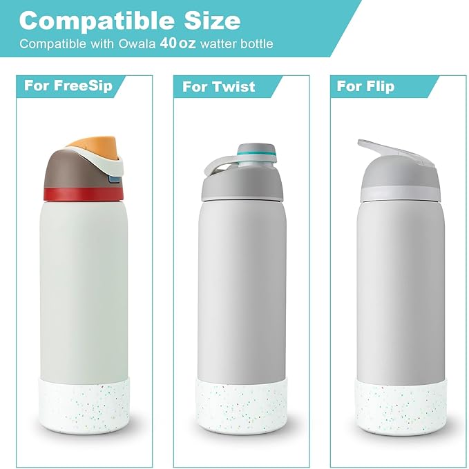 2PCS Glitter Silicone Boot for Owala Water Bottle, Anti-Slip Protective Sleeve for Owala Twist,FreeSip and Flip Stainless Steel Water Bottle, BPA-Free, Dishwasher Safe, Accessories