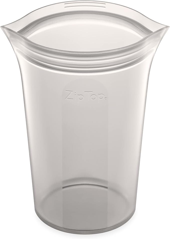 Zip Top Reusable Food Storage Bags | Large Cup [Gray] | Silicone Meal Prep Container | Microwave, Dishwasher and Freezer Safe | Made in the USA