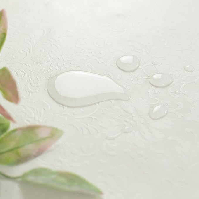 Benson Mills Deluxe Heavy Duty Vinyl Table Pad, Premium Table Protector, Waterproof with Flannel Backing, Quilted Design and Customizable (Off-White, 52" X 140" Rectangular)