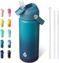 BJPKPK Insulated Water Bottle with Straw Lid, 18oz Thermo Water Bottles with Soft Nozzle, Flex Handle & Non-slip Boot, BPA Free Leak Proof Stainless Steel Metal Thermo, Tumblers, Cups,Vast